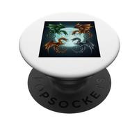 Epic Dragon Battle Under the Full Moon Fantasy Art PopSockets Adhesive PopGrip