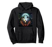 Epic Dragon Battle Under the Full Moon Fantasy Art Pullover Hoodie