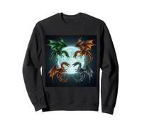 Epic Dragon Battle Under the Full Moon Fantasy Art Sweatshirt