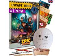 EPIC ENIGMAS | Escape Room Party | Magic Harry | Ages 5 to 12 | 6-25 Players | Kids Birthday Escape Board Game in a Box | + Party Decorations and Balloons