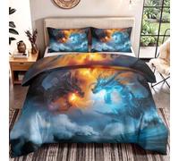 Epic Fantasy Ultrasoft Hypoallergenic Reversible Bedding, Single Premium Brushed Microfiber Duvet Cover Set,Blue Bed Set With Zipper Multicolor 135 x 200 cm, 2 PCs