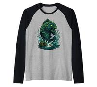 Epic Fish Attack Camping Fishing Tent Raglan Baseball Tee