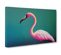 Epic Flamingo Canvas Print | Gallery Wrapped 30mm Frame Wall Art | 30x20 inches | Ready to Hang | Contemporary Animals Picture | Living Room Bedroom Lounge Office