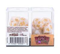 Epic Forge-Set of 7 Multiformat Dice in Box - Pearl White and Gold