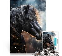 epic friesian horse1000 Piece Jigsaw Puzzle for teenagers Challenging Game and Family Play with Matching Poster and Trivia Sheet 38x26cm