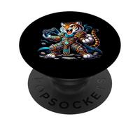 Epic Gaming Tiger Warrior With Controller PopSockets Adhesive PopGrip