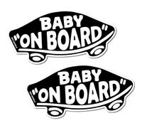 EPIC Goods Baby On Board Sticker for Cars, Trucks, Vans [2-Pack] Safety Sign Decal for Kids, Heavy-Duty Waterproof Bumper Sticker - Skateboarding, BMX, Baby Shower Registry Gift (Stickers - Black)