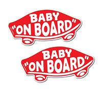 EPIC Goods Baby On Board Sticker for Cars, Trucks, Vans [2-Pack] Safety Sign Decal for Kids, Heavy-Duty Waterproof Bumper Sticker - Skateboarding, BMX, Baby Shower Registry Gift (White/Red - Stickers)