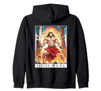 Epic Japanese Anime Christian Faith Bible Graphic - Samson Zip Hoodie