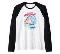 Epic Kaiju Monster Eating Ramen Noodles Showdown Art Raglan Baseball Tee