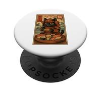 Epic Kawaii Samurai Sushi Cat Gamer Vintage Japanese Gaming PopSockets Adhesive PopGrip