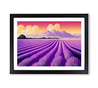 Epic Lavender Flower Field Framed Print | A4 Black Framed Wall Art | Ready to Hang | Modern Floral Picture | Living Room Bedroom Lounge Office