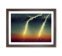 Epic Lightning Bolt Framed Print | A3 Walnut Framed Wall Art | Ready to Hang | Modern Landscape Picture | Living Room Bedroom Lounge Office