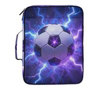 Epic Lightning Soccer Ball Art Wide File Folders 7 Pockets A4 Letter Size with Zipper Closure for Business Folder with Dividers carpeta de