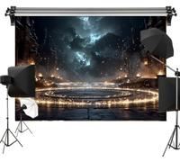 Epic Magic War Polyester Backdrop for Photography, Glowing Summoning Circle in Ancient Temple Ruins, Fantasy Storm Battle Scene Background for RPG Party or Cosplay Decor 7x5ft
