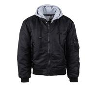 Epic Militaria Military Style MA-1 Hooded Bomber Jacket - Black (UK, Alpha, S, Regular, Regular, Black)