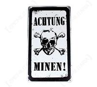Epic Militaria Vintage Reproduction Achtung Minen! Metal Wall Sign