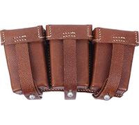 Epic Militaria WW2 Reproduction K98 Triple Ammo Pouch -Brown Leather (Stitched)