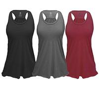 Epic MMA Gear Flowy Racerback Tank Top, Regular and Plus Sizes Pack of 3, Black/Grey/Maroon, Large