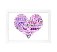 Epic Modz Personalised Love Heart A4 Print Word Art Gift Frame Canvas - Mothers Day, Teacher, Mom, Mum, Best Friend, Wedding, Bridesmaid, New Home, Birthday etc
