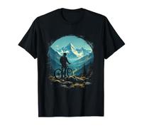 Epic Mountain Biker Overlooking Scenic Landscape T-Shirt