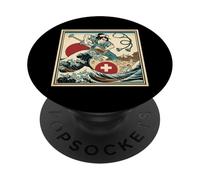 Epic Nurse Samurai Battling Wave Healthcare Hero PopSockets Adhesive PopGrip