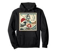 Epic Nurse Samurai Battling Wave Healthcare Hero Pullover Hoodie