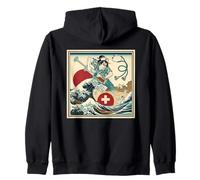 Epic Nurse Samurai Battling Wave Healthcare Hero Zip Hoodie