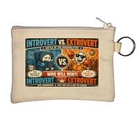 Epic Personality Battle Between Two Types Key Chain Coin Purse Beige