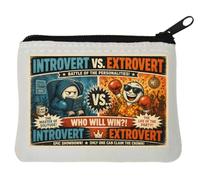 Epic Personality Battle Between Two Types Neoprene Coin Purse Pouch 10x11cm White