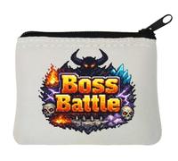 Epic Pixel Art Dark Boss Battle Neoprene Coin Purse Pouch 10x11cm White