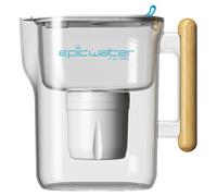 Epic Pure XP Water Filter Pitcher with Advanced CoreXchange™ Filter | NSF Certified | Removes PFAS, Lead, Chlorine & More | BPA-Free | Made in USA (White & Bamboo)