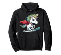 Epic Rainbow Unicorn Snowboard Adventure Hero Pullover Hoodie