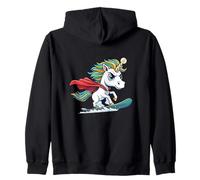Epic Rainbow Unicorn Snowboard Adventure Hero Zip Hoodie