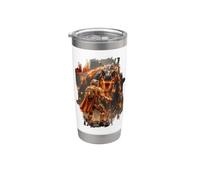 Epic Sci Fi Fire T-rex and Space Adventurer Artwork Stainless Steel Insulated Tumbler