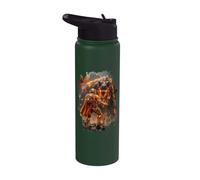 Epic Sci Fi Fire T-rex and Space Adventurer Artwork Stainless Steel Insulated Water Bottle