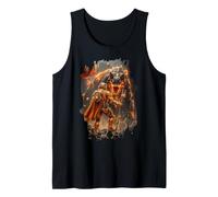 Epic Sci Fi Fire T-rex and Space Adventurer Artwork Tank Top