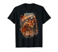 Epic Sci Fi Fire T-rex and Space Adventurer Artwork Value Graphic T-Shirt, Men, Black, M