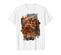 Epic Sci Fi Fire T-rex and Space Adventurer Artwork Value Graphic T-Shirt, Men, White, S