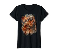 Epic Sci Fi Fire T-rex and Space Adventurer Artwork Value Graphic T-Shirt, Women, Black, XL