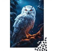 Epic Snowy Snow Owl 1000-Piece Puzzle for Adults, 52x38cm/1000pcs, A Weekend Activity at Your Own Pace; White Card Pieces with Reduced Dust