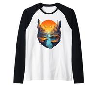 Epic Sunset Canyon with Planetary Skies Raglan Baseball Tee