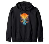 Epic Sunset Canyon With Planetary Skies Zip Hoodie