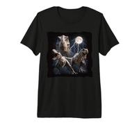 Epic T-Rex Under Moon Lightning Dinosaur Art Graphic Design Premium T-Shirt