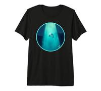 Epic UFO Hovering and Alien Obduction Beam Cyan Teal Blue Premium T-Shirt