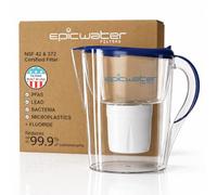Epic Water Filters Pure Filter Pitchers for Drinking Water, 10 Cup 150 Gallon Filter, Tritan BPA Free, Reduces Fluoride, Chlorine, Lead, Forever Chemicals (Navy Blue XP)