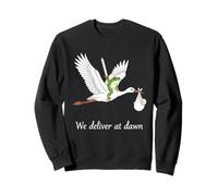 Epic We Deliver At Dawn L&D Nurse Night Shift Frog Stork Sweatshirt