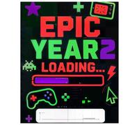 Epic Year 2 Loading… | Gamer Composition Notebook for Kids | Fun Back to School Writing Journal with Name Label - Neutral Design for Boys and Girls - 60 Pages, Wide Ruled 7.5 x 9.25 inch