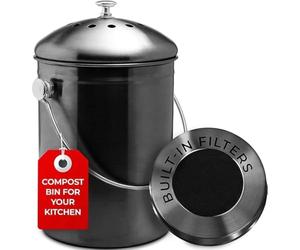 EPICA Countertop Compost Bin Kitchen | 1.3 Gallon | Odorless Composting Bin with Carbon Filters | Indoor Compost Bin with Lid | Stainless Steel Kitchen Composter for Food Scraps & Waste Recycling