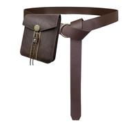 EpicCos 2 PCs Medieval Vintage belt Bag Set, Middle Ages Faux Leather Belt with Belt Pouch, Renaissance Costume Accessories (Brown A)